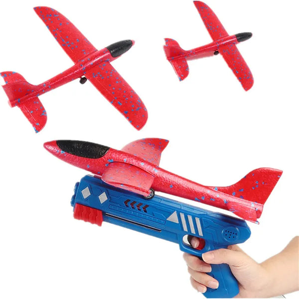 Avion Polystyrene Planeur, pistolet lanceur d'avion avec 3pcs planeur en mousse pour les cadeaux jouets d'avion volant - JEUD'ENFANTS