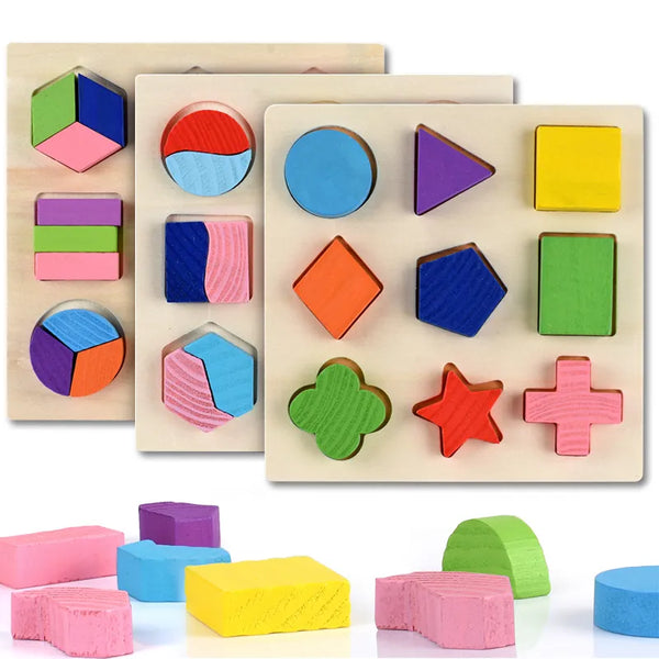 Formes géométriques en bois Montessori Puzzle tri briques - JEUD'ENFANTS