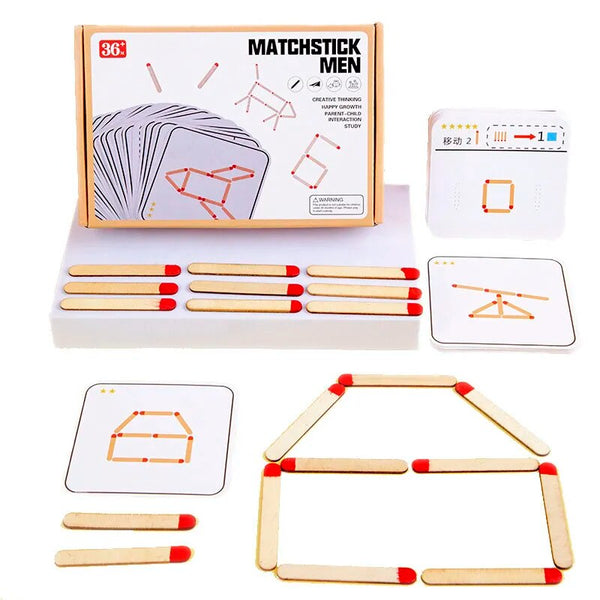 Jeu de puzzle d'allumettes en bois Montessori,  plateau de géométrie éducatif - JEUD'ENFANTS