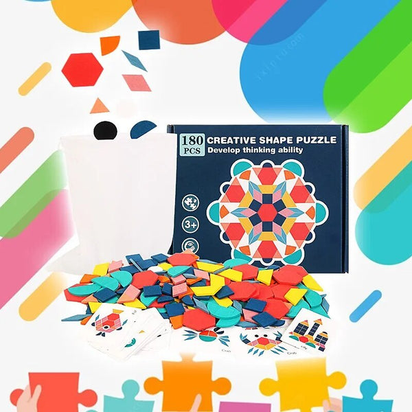 Puzzle en Bois-Tangram-Jouets Montessori-180 Formes géométriques- pour Enfants - JEUD'ENFANTS