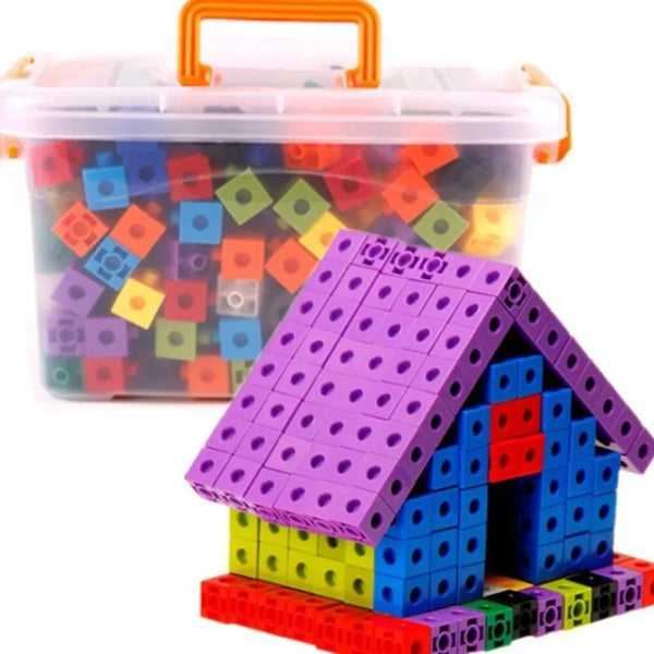 100 cubes de liaison ensemble pour construction compter, trier, tiges, blocs de connexion -JEUD'ENFANTS