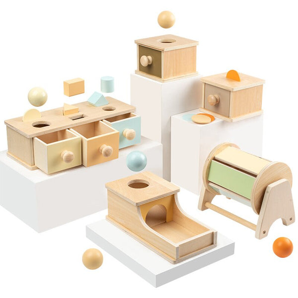Jeu en bois Motricité boite tiroir à billes Montessori à partir d'1 an - JEUD'ENFANTS