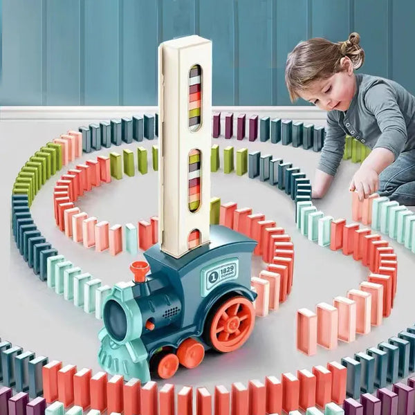 Train dominos pour enfants, pose Automatique Véhicule électrique - JEUD'ENFANTS