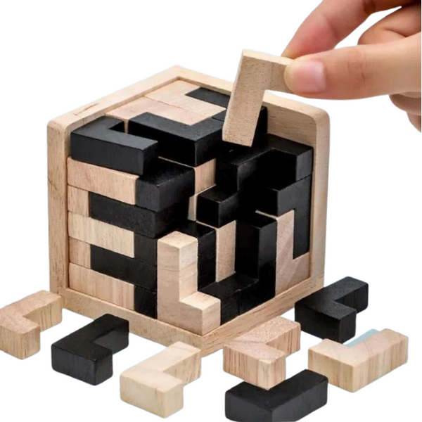 Puzzle Cube 3D Luban, jouet éducatif créatif en bois, cerveau, QI, jeu d'apprentissage précoce - JEUD'ENFANTS